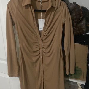 Nude button down dress